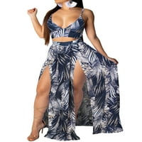 Meihuida ženske odjeće za plažu odjeća bez rukava V Vruće od vrata + listovska siktna suknja