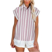 Cleariance Modne uštede Ženski vrhovi Striped ispisana jednokratna majica kratkih rukava bluza na vrhu