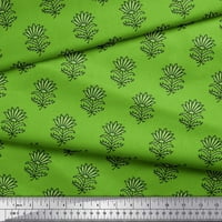 Soimoi Green Rayon tkanina odlazi i cvjetna blok tiskana zanatska tkanina od dvorišta široka