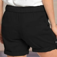Azrian Womens Comfy Comptring Solid Casual Casual Elastične pojaseve džepove Shorts Hlače Samo ponude