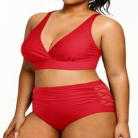 Yonique Womens Plus veličine Bikini High Struk kupaći kostim Dvije kupaći kostim Control kupaći kostimi