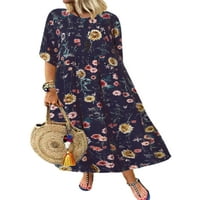 Rejlun Women Maxi haljine pola rukave duge haljine cvjetni print ljeto plaža sandress kaftan labav odmor