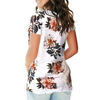 Ženski vrhovi ženske casual v izrez kratkih rukava majice tiskane slatke ljetne majice Tuničke vrhove
