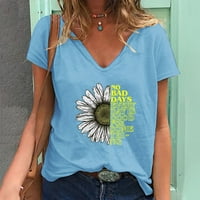 Dyfzdhu majica za žene casual moda ljetna majica V-izrez tiskani vrhovi kratkih rukava