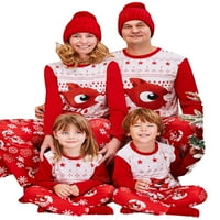 Xkwyshop Božićna porodica Podudaranje pidžama set Slatka jelena Snowflake Print Tops hlača Xmas Jammies