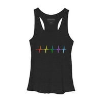 Gay Pride LGBT Rainbow Heartbeat Žene crno Heather Grafički trkački trkački rezervoar - Dizajn od strane ljudi L
