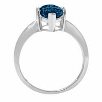 2. CT sjajan markizni rez prirodni London Blue Topaz 14K bijeli zlatni pasijans prsten sz 9.75