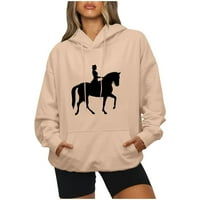 HFYIHGF Žene Retro konja Jahanje Zapadne kaubolice Vintage Graphic Tee Pulover Košulja Džepne košulje