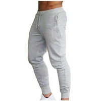 Teretne pantalone za muškarce plus veličine casual čvrsti čvrsti ugradbeni elastični džepovi struka Fitness Sport hlače, siva, s