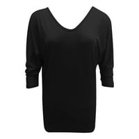 Ženski bluzeni rukav seksi kardigan čvrste ženske košulje Henley Ljetni vrhovi crni 4xl