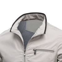 Muški zimski kaputi - vanjska vjetrootrna jakna Anorak Turtleneck Anorak Čvrsta puna jakna s dugim rukavima siva