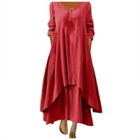 Haljine za žene ženski okrugli dekolte dugih rukava od pune mini haljine dužine gležnja plus size mini