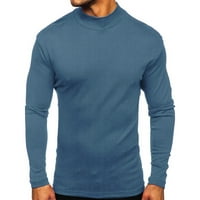 Lanner Muški vrhovi majica s visokim vratom Dugi rukava puna boja zadebljana majica Ležerna majica Muška odjeća Trup Plus size Blue XL