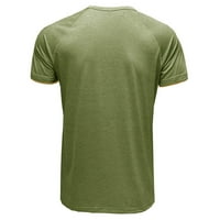 Muški kratki rukav Ležerni modni okrugli vrat Dugmad za pulover T Majica Bluza Green S