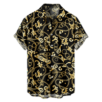 Fraigo muške i dječačke luksuzne ispisane disko majice s kratkim rukavima dolje Ležerna košulja -Size