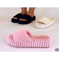 Sanviglor Dame Sandale Open TOE Fuzzy Slides Slip na platformi Sandal Walk Neklizajući modni klin za