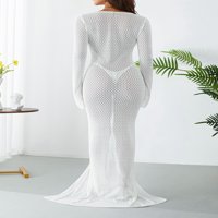 Amiliee Women Knit Maxi Haljina dugih rukava Pletene duge haljine Crochet Bodycon haljine