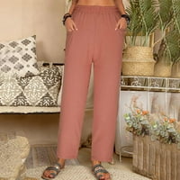 Miluxas Womens Hlače plus veličina čišćenja ženskog proljeća i ljeta solidna boja labavi duljine hlače