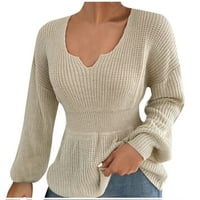 Kardigan džemperi za žene Ženska modna majica V-izreza pulover Solid boja dugih rukava srug