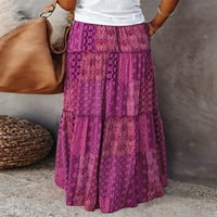 Biekopu ženske boemske suknje Vintage elastične visoke struk A-line suknje sudije s džepovima