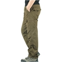 TOQOT teretni pantalone za muškarce - vanjske ravno noge sa džepovima s tamnim pamučnim ležernim muškim