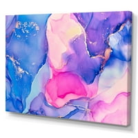 Art DesimanArt Plava i ružičasta apstraktna tečna umjetnost Moderna platna zidna umjetnost otiska u.