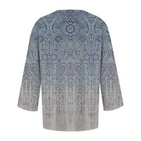 Tking modni ženski lagani kardigan casual rukav otvoren prednji ispis meka bluza na vrhu nebesko plave s