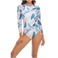 Lilgiuy kupaći kostimi Žene s dugim rukavima Listovi za plivanje Sijamske ljetne plaže Surfanje jednodijelnim