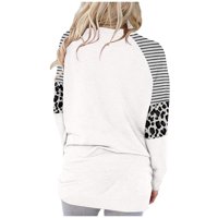 Ženska Crewneck Stripe s dugim rukavima i leopard Pokapa za pulover Top labavi bluza HOT8SL4869864