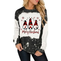 Sretan božićni duks za žene Drop na ramenu s dugim rukavima božićno drvce Santa Claus pulover bluza