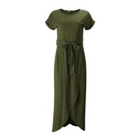 Luiyenes Slit Maxi kratki ženski rukav ležerni sasvim dugačka haljina ljetna ženska haljina