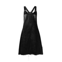 Modne haljine za žene bez rukava od punog mini odmora za žensku haljinu od letnjeg udobnosti crna XL