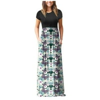 Ženska modna haljina dama Ležerne prilike stilski džep za odjeću cvjetni ispis kratkih rukava Maxi Loose