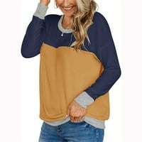 Blok u boji Ispis Dukseri za žene Ležerne prilike s dugim rukavima, pulover, proljetni trendy tunika
