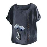 Vegersell tuničke majice za žene Ljeto casual okrugli vrat kratki rukav tiskali karosevi na vrhu ženske
