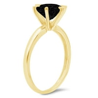 2ct okrugli rez crni prirodni ony 18k žuti zlatni godišnjički angažman prsten veličine 10.5