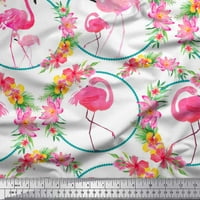 Soimoi Silk tkanina cvjetna vijenac i flamingo ptica za štampanje tkanine sa dvorištem širom