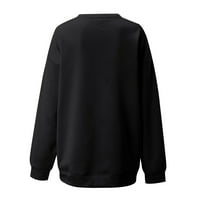 Yyeselk Ženska novogodišnja prevelizacija dugih rukava s dugim rukavima Crewneck pulover bluza na vrhu casual labavog fit grafičkog tiskanog duksera crna s