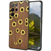 Kompatibilan sa Samsung Galaxy S Ultra Shour Telefon, Wood-Sunflowers-0- Case Muškarci Žene, Fleksibilan