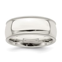 Sterling srebrni milgrain Comfort Fit Wedding Ring Band Veličina 9. Klasična pola okrugla finog nakita