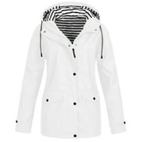 Vanjska jakna Čvrsta vanjska veličina plus vjetrovska kabanica kapuljača s kapuljačom kapuljačom jakna Žene Žene Ženski kaput bijeli 2xl