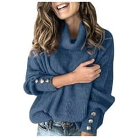 Ženska modna ženska ovratnica sa čvrstim gumbima rukavac pleteni džemper topla gornja zimska odjeća