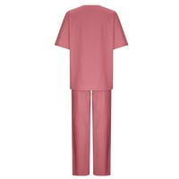 Lindreshi Outfits za žene plus veličine Žensko ljeto odijelo Modni kratki rukav Čvrsti pantalone u boji