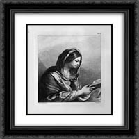 Giovanni Battista Piranesi matted crnarna ukrašena uokvirena umjetnička štampanja 'Žena čitanje Guercino'