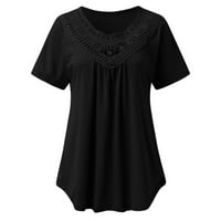 Bazyrey ženski kratki rukav na vrhu ženske posade vrata čvrstog bluza moda plus sizer čipke šivene košulje