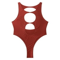 Žene Monokini jednodijelni kupaći kostim otvorenim leđima visoki rez Leotard sjajni izrez Prednji plivanje