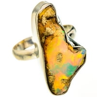 Velika gruba etiopska opal prstena 10. - Ručno rađena boho vintage nakit zvona127573