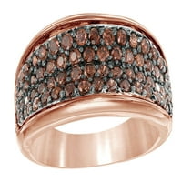 Champagne Prirodni dijamant Četiri reda zaručni prsten u 10k ružičasto zlato