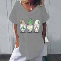 Tri gnome majica za žene ST PATRICKS DAN TEES majica V-izrez kratkih rukava plus veličina vrhova ljeta