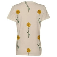 Ženski bluze Modni ženski ljetni labavi ispis V-izrez leptir uzorak majica s kratkim rukavima Žuta l